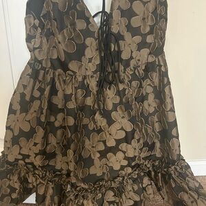 Floral Mini Dress in Black and Brown